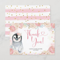 Tarjeta de agradecimiento al chica Penguin Winter 