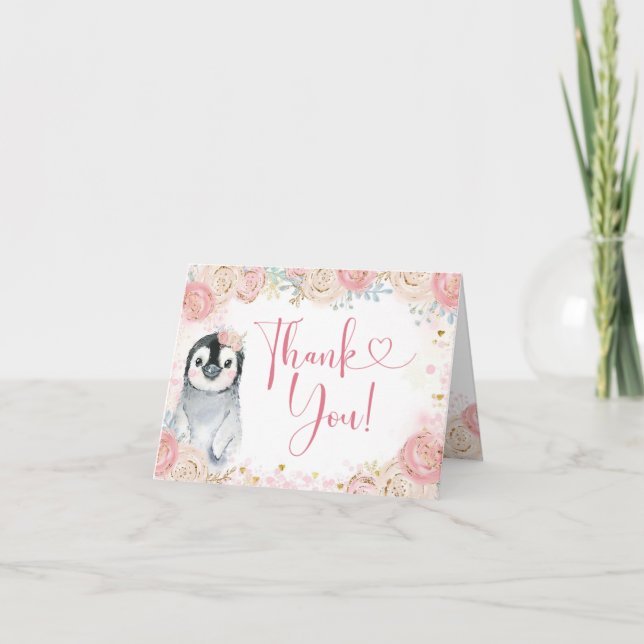 Tarjeta de agradecimiento al chica Penguin Winter  (Anverso)