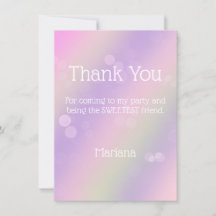 Tarjeta de agradecimiento al Chica Pink Purple Rai