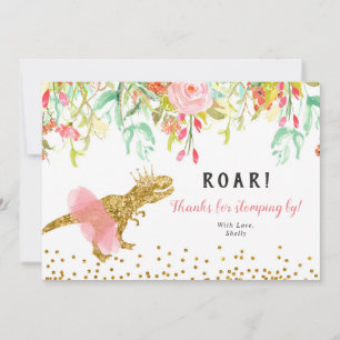 Tarjeta de agradecimiento al Chica Rosa Dinosaur