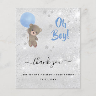 Tarjeta de agradecimiento al chico de Baby Shower