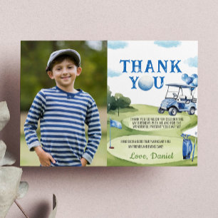Tarjeta de agradecimiento al clásico niño de golf