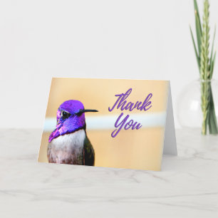 Tarjeta de agradecimiento al colibrí morado de Cos