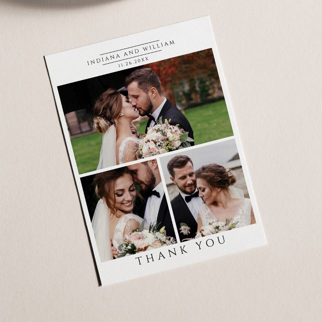 Tarjeta de agradecimiento al Collage de fotos boda (Multi Photo Wedding Thank You Card)