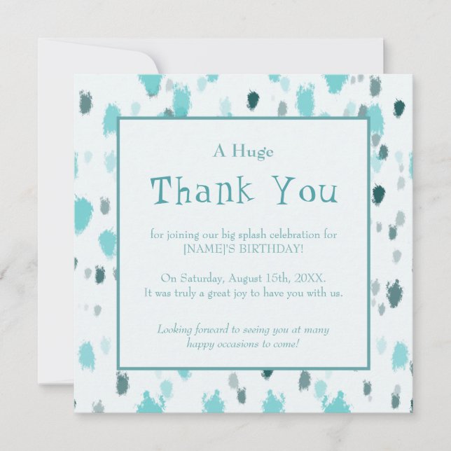 Tarjeta de agradecimiento al color azul personaliz (Anverso)