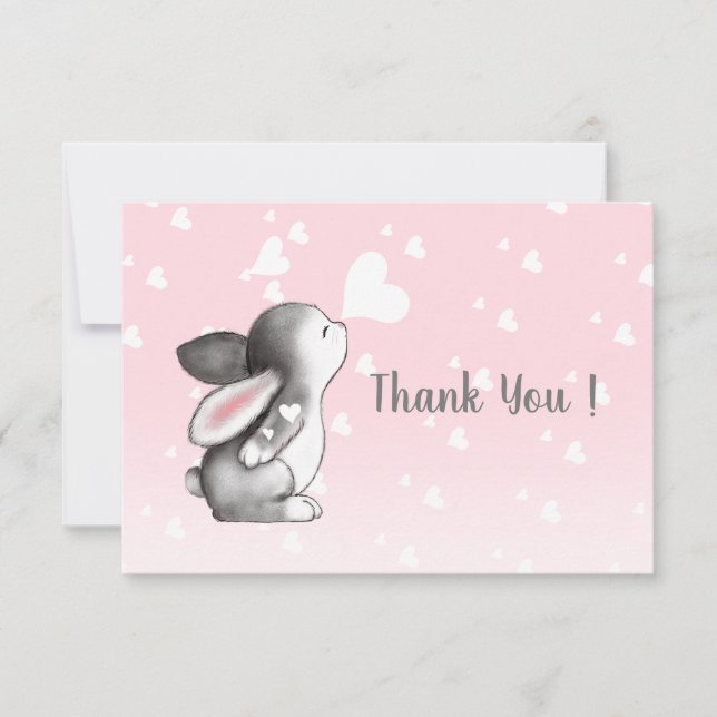 Tarjeta de agradecimiento al conejito rosa de cora (Anverso)