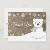 Tarjeta de agradecimiento al copo blanco de oso po
