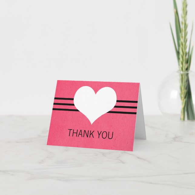 Tarjeta de agradecimiento al corazón moderno, rosa (Anverso)