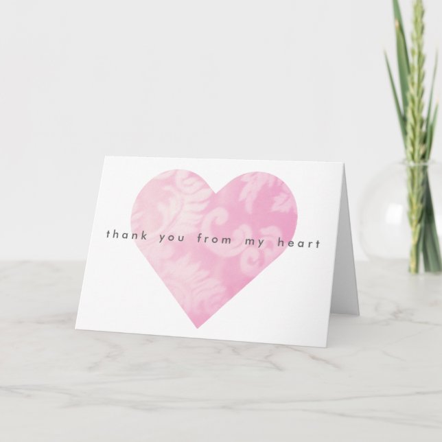 Tarjeta de agradecimiento al corazón rosado (Anverso)