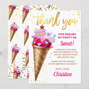 Tarjeta de agradecimiento al crema de hielo dulce