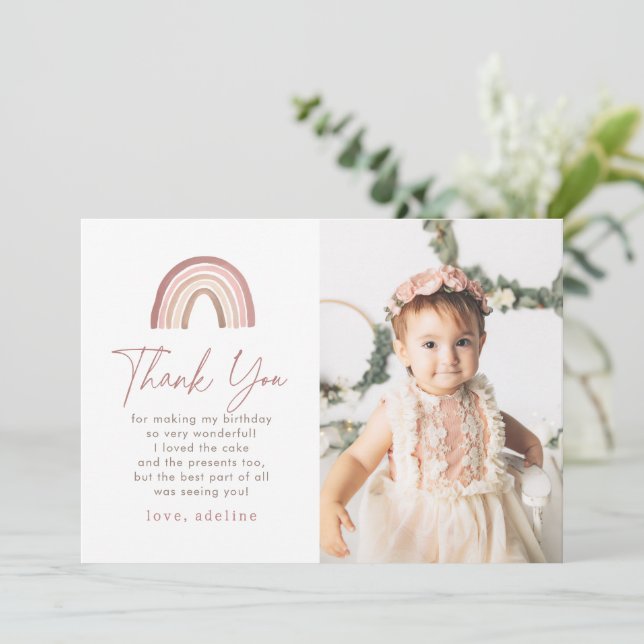 Tarjeta de agradecimiento al cumpleaños arcoiris d (Anverso de pie)