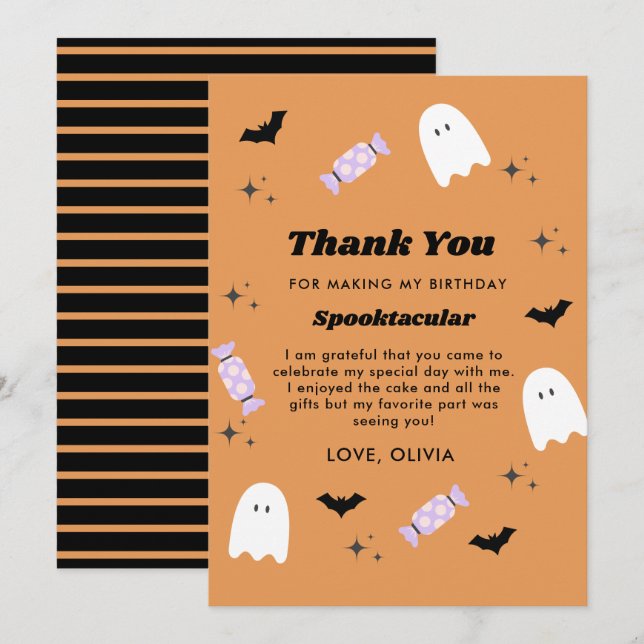 Tarjeta de agradecimiento al cumpleaños de Hallowe (Anverso / Reverso)