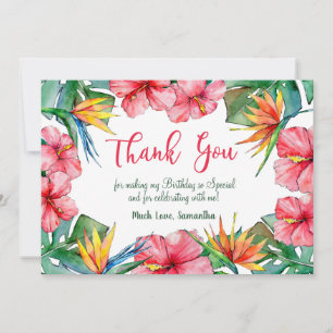 Tarjeta de agradecimiento al cumpleaños hawaiano d