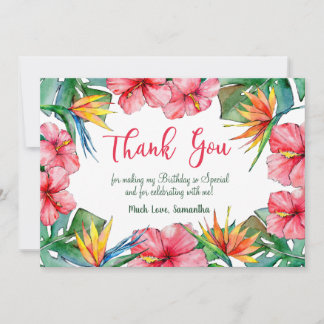 Tarjeta de agradecimiento al cumpleaños hawaiano d