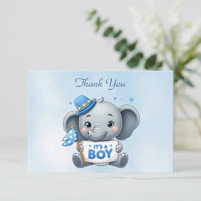 Tarjeta de agradecimiento al Elefante Azul (Anverso de pie)