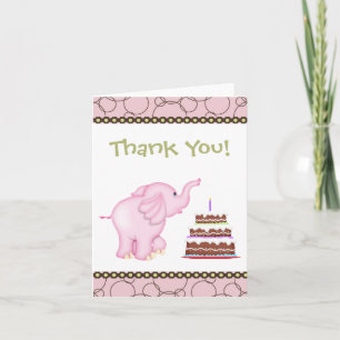 Tarjeta de agradecimiento al elefante rosa