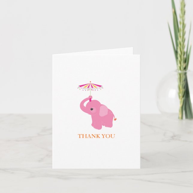Tarjeta de agradecimiento al elefante rosa (Anverso)