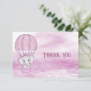 Tarjeta de agradecimiento al elefante rosa del glo