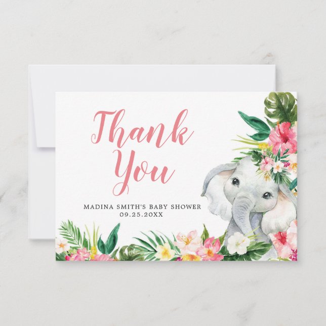 Tarjeta de agradecimiento al elefante tropical Chi (Anverso)