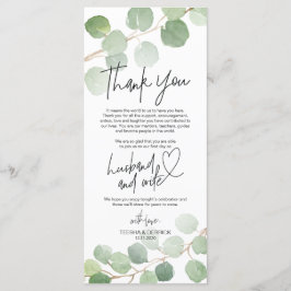 Tarjeta de agradecimiento al entorno del eucalipto