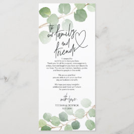 Tarjeta de agradecimiento al entorno del eucalipto