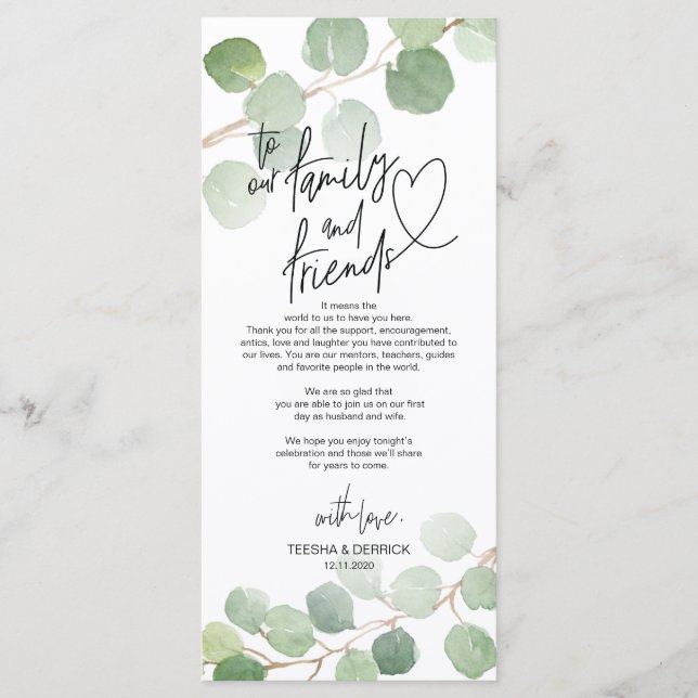 Tarjeta de agradecimiento al entorno del eucalipto (Anverso)