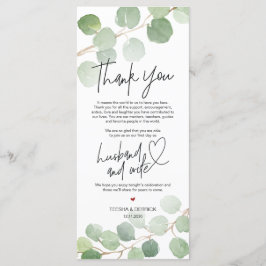 Tarjeta de agradecimiento al entorno del eucalipto