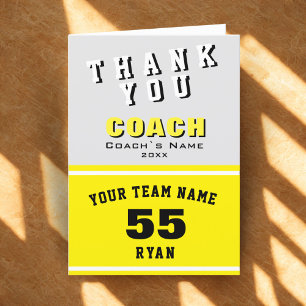 Tarjeta de agradecimiento al entrenador amarillo d