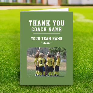 Tarjeta de agradecimiento al entrenador con foto d
