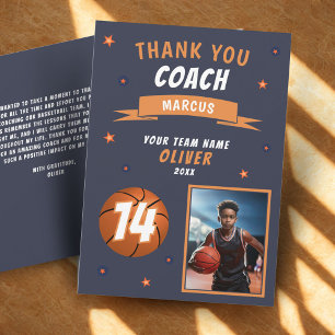 Tarjeta de agradecimiento al entrenador con foto d