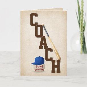 Tarjeta de agradecimiento al entrenador de béisbol