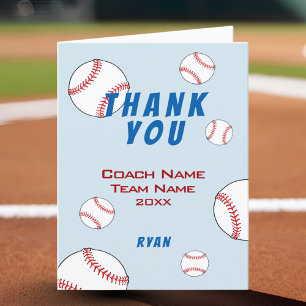 Tarjeta de agradecimiento al entrenador de béisbol