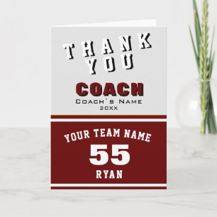 Tarjeta de agradecimiento al entrenador rojo del j