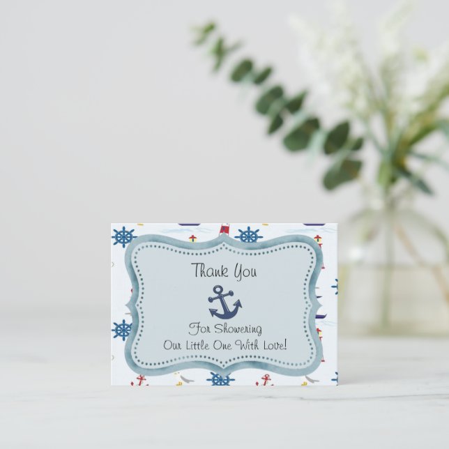 Tarjeta de agradecimiento al estilo marino (Anverso de pie)