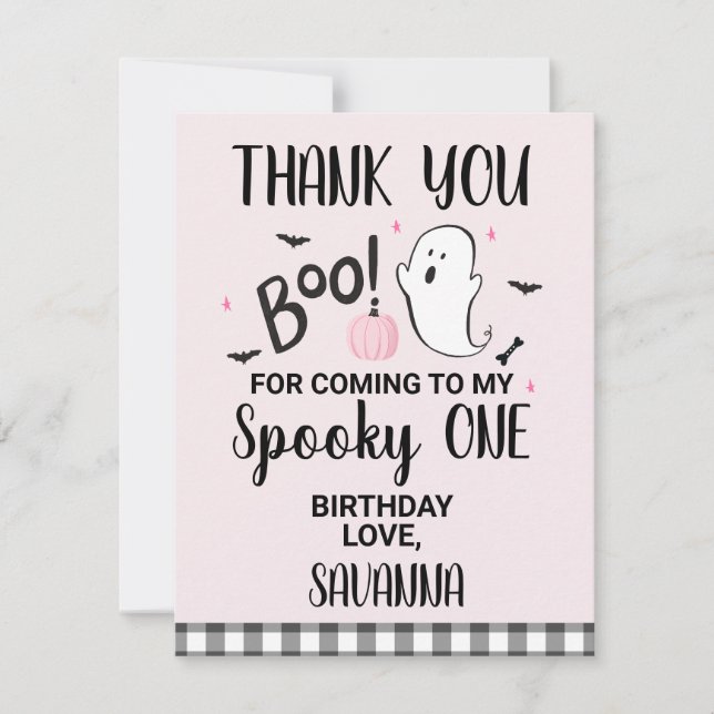 Tarjeta de agradecimiento al fantasma rosa Boo Hal (Anverso)