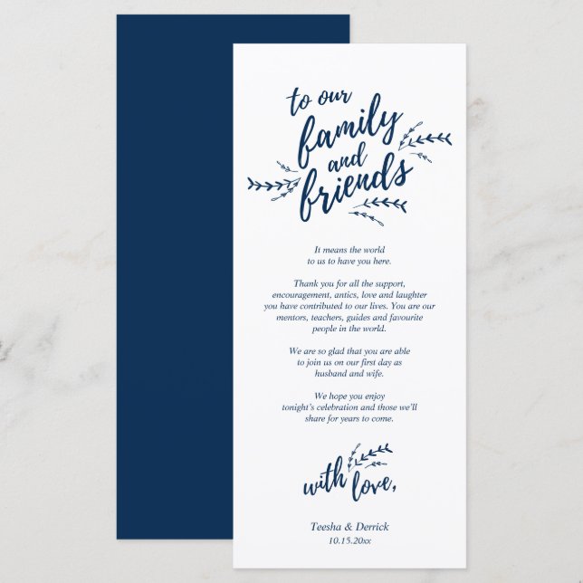 Tarjeta de agradecimiento al Fiesta de la cena de  (Anverso / Reverso)