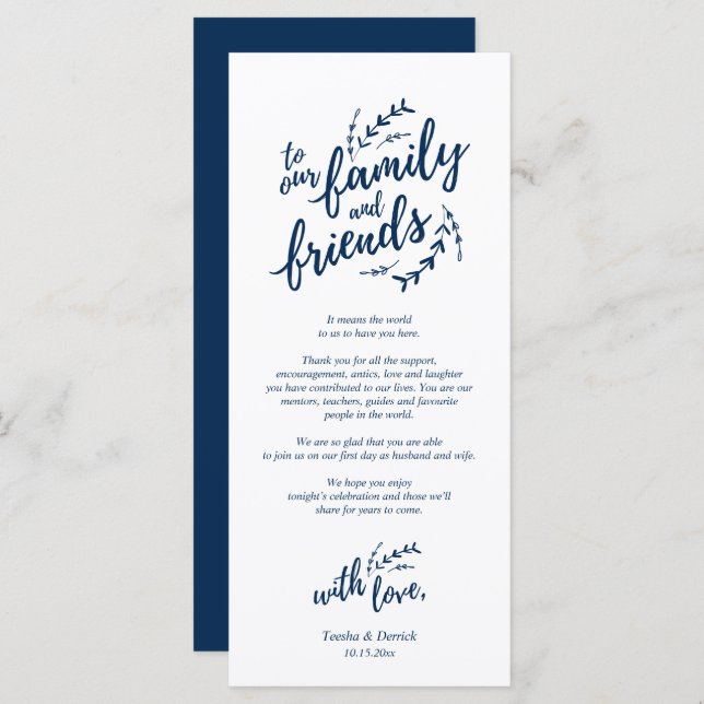 Tarjeta de agradecimiento al Fiesta de la cena de  (Anverso / Reverso)