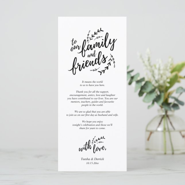 Tarjeta de agradecimiento al Fiesta de la cena de  (Anverso de pie)