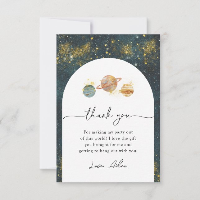 Tarjeta de agradecimiento al Fiesta espacial (Anverso)