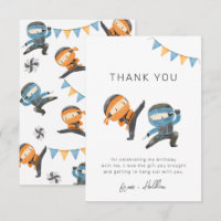 Tarjeta de agradecimiento al Fiesta Ninja Azul