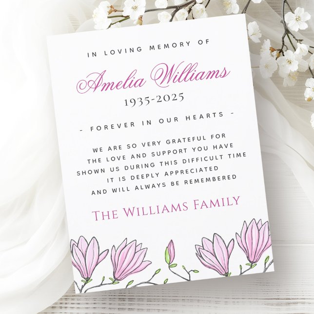 Tarjeta de agradecimiento al funeral de la fronter (Magnolia border funeral sympathy thank you card)