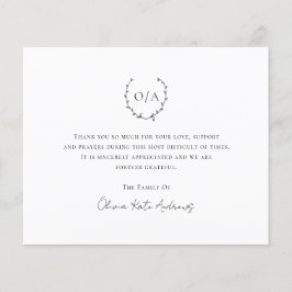 Tarjeta de agradecimiento al funerario de presupue