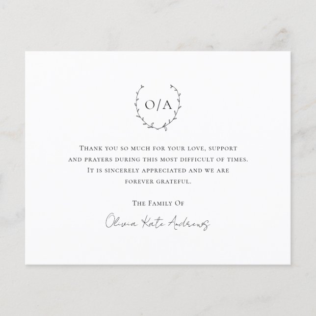 Tarjeta de agradecimiento al funerario de presupue (Anverso)