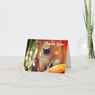 Tarjeta de agradecimiento al gato siamés sentado