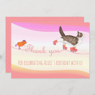 Tarjeta de agradecimiento al gato y al conejillo d