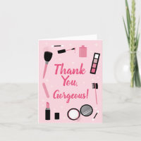 Tarjeta de agradecimiento al glamour de la maquill
