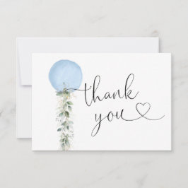 Tarjeta de agradecimiento al globo azul verde