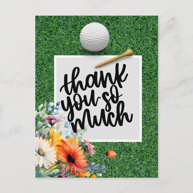 Tarjeta de agradecimiento al golf con flores (Anverso)