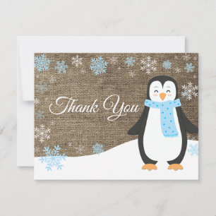 Tarjeta de agradecimiento al helado azul penguin d