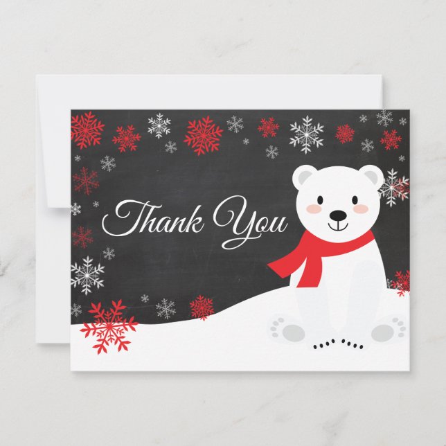 Tarjeta de agradecimiento al invierno Polar Oso Sn (Anverso)